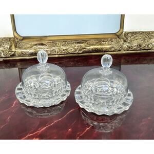 Vintage Mikasa Salina Covered Domed Butter/Jam Glass Dishes Set of Two 1990s